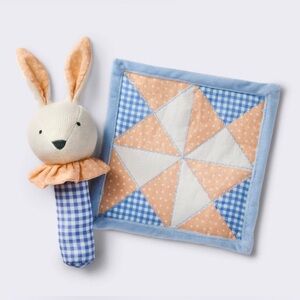 Adorable Bunny Rattle and Blanket Set